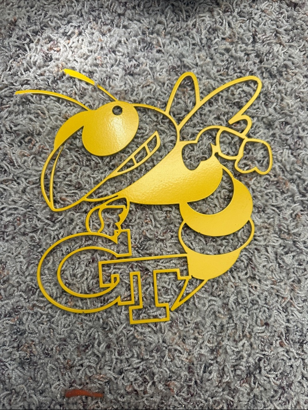 Yellow Georgia Tech Inspired Metal Bee Wall Art